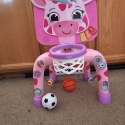 Move2Play, Giraffe Basketball Hoop & Soccer Goal Activity Center | 30+ Sounds & Lights | 1, 2, 3+ Year Old
