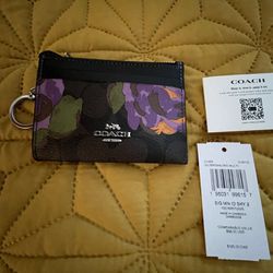 Coach Mini Skinny ID Case Wallet Credit Card Coin Purse - Beautiful rose floral pattern (Brand new) Great Mother’s Day Gift 