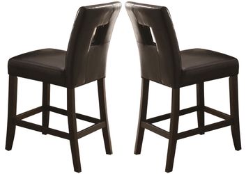 Black Faux Leather Counter Height Bar Stools Set of 2