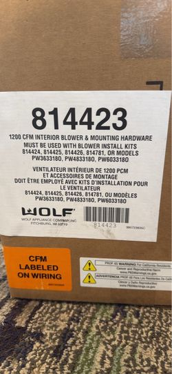 Wolf (contact info removed) CFM Interior Blower & Mounting Hardware