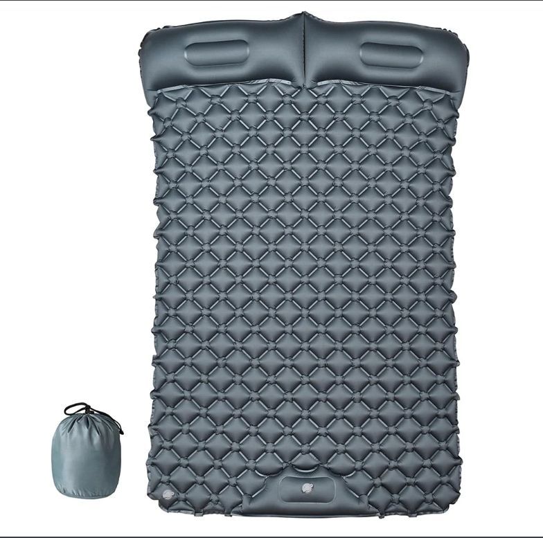 Inflatable Camping Mattress Air Bed for 2 Person w/ Pillow Built-in Pump - Indoor/Outdoor Air Bed - Independence Day Sale