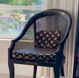 Two Vintage Cane Barrel Chairs