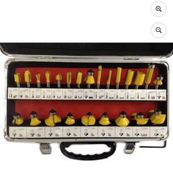 24 Piece Carbide 1/4" Shank Router Bit Set with Aluminum Carrying Case
