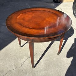 Stunning Antique Round Entry Table On Antique Wheels-Stunning!