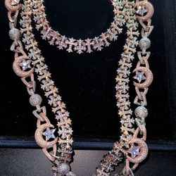 Moissanite iced chains bundle -rose gold