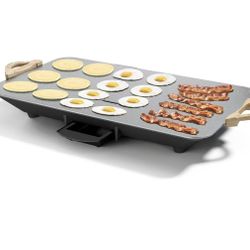 12x20inch Electric Griddle by BBQ Masters, 1700W Fast Even Heating, ILAG Granite Nonstick, Sloped Cooking Surface