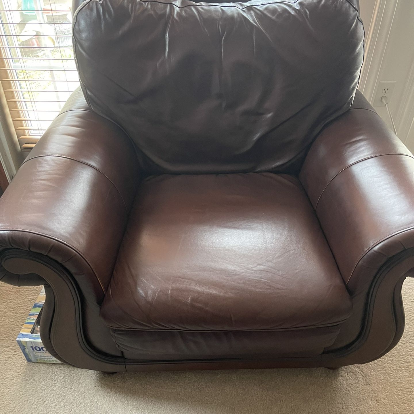 REAL Leather Brown Living Room Chair!