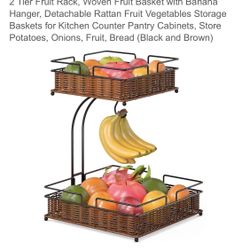 2-tier Woven Fruit Basket, New