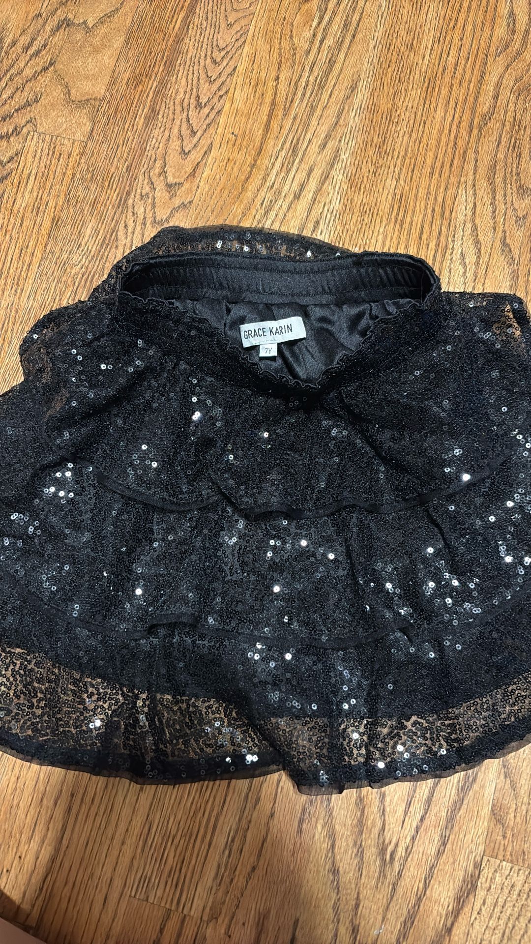 Grace Karin Girls Sequin Beaded Elastic Waist Skirt Size 7