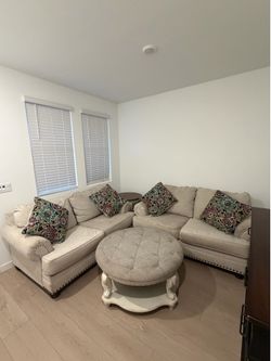 Sofa set with ottoman and side table