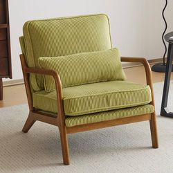 NEW - VINGLI Green Upholstered Premium Corduroy Accent Arm Chair