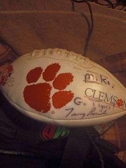 Clemson football autographed by Tommy Bowden