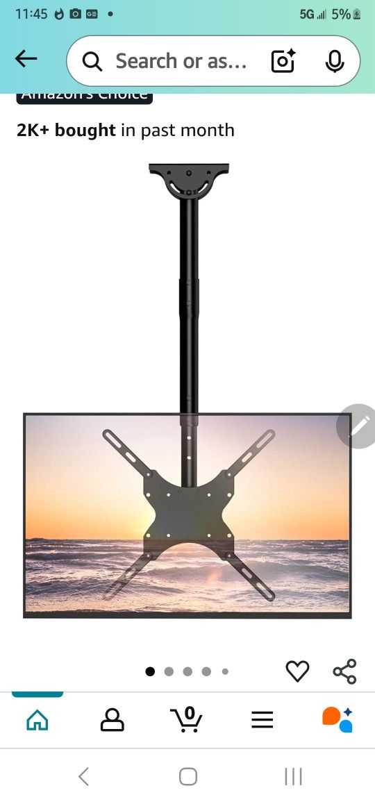 tv ceiling mount 26-65 inch  fits flat and curved monitors