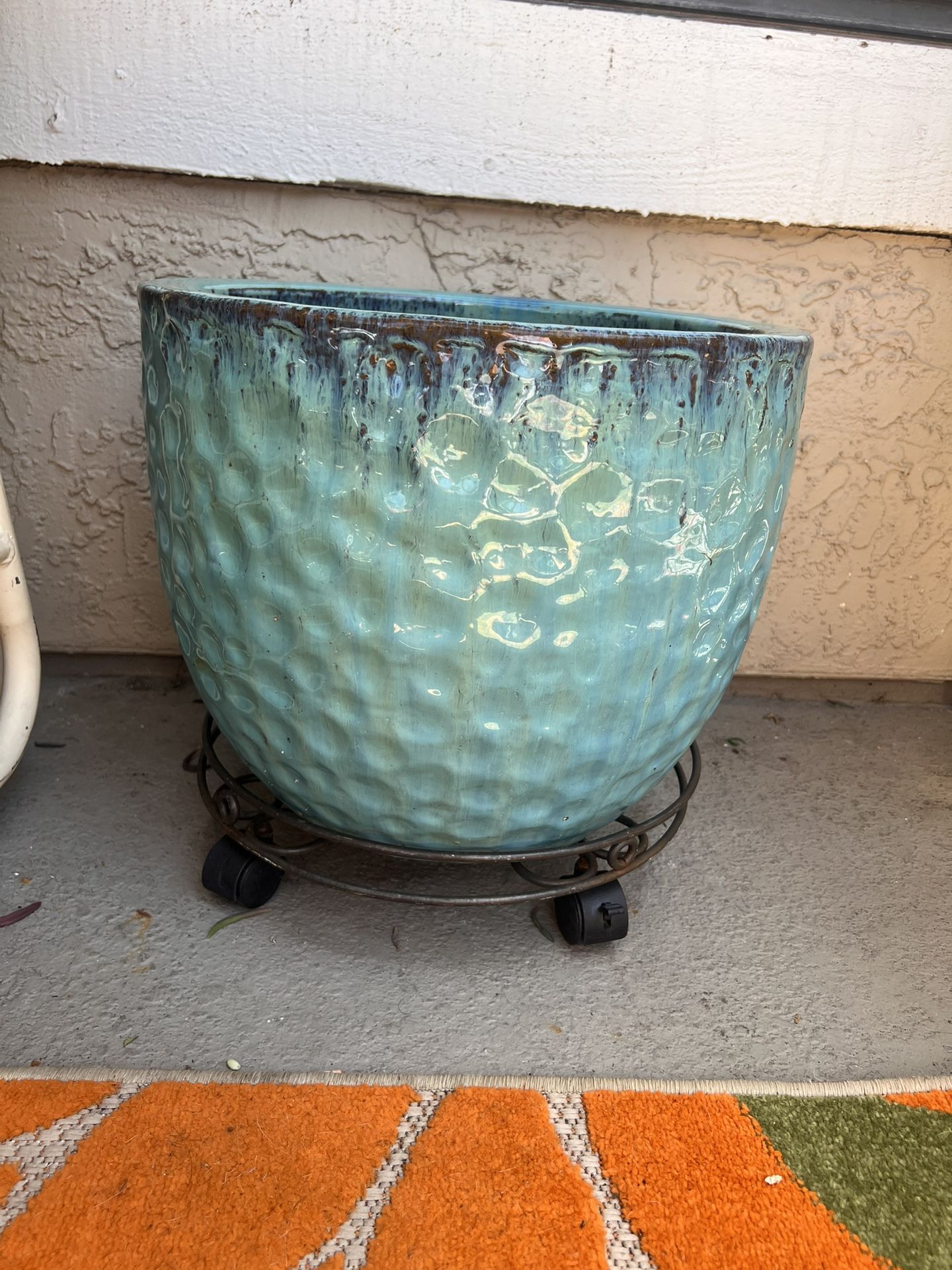 Large Turquoise Ceramic Planter
