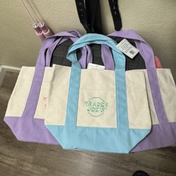 Trader Joe’s Mini Tote Bags - Pastel - Purple Or Blue 