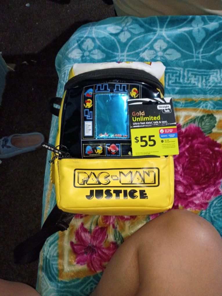 Pacman Backpack, Phone Card Worth 55.