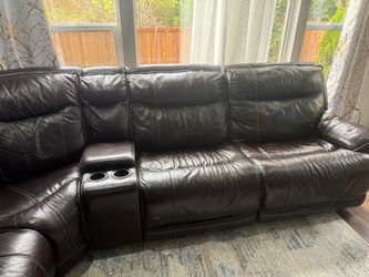 Brown leather couch