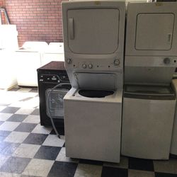 #212 New White GE Electric Stackable Washer/Dryer Set 