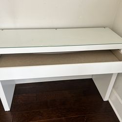 White Glass Top Vanity Desk $60