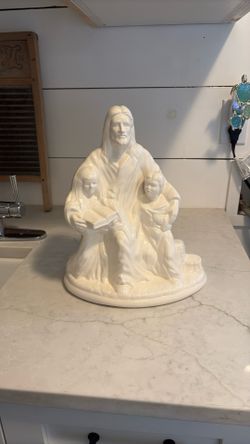 Large Ceramic Jesus with Children Figure 