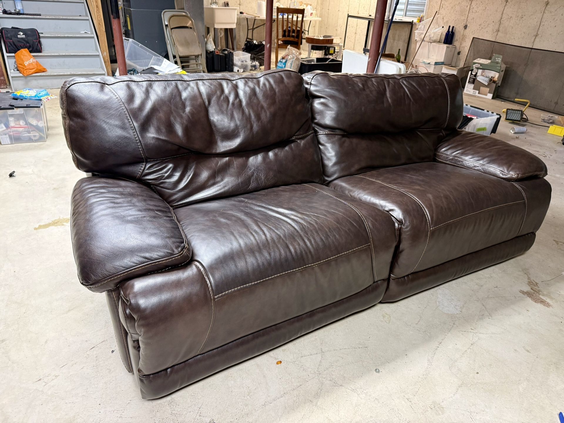 Brown Leather Reclining Sofa & Loveseat Set – Great Condition