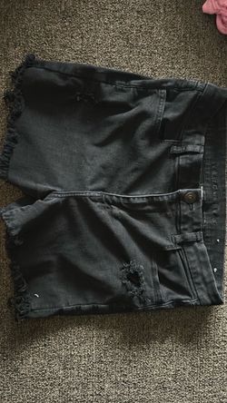 American Eagle Black Distressed Denim Shorts