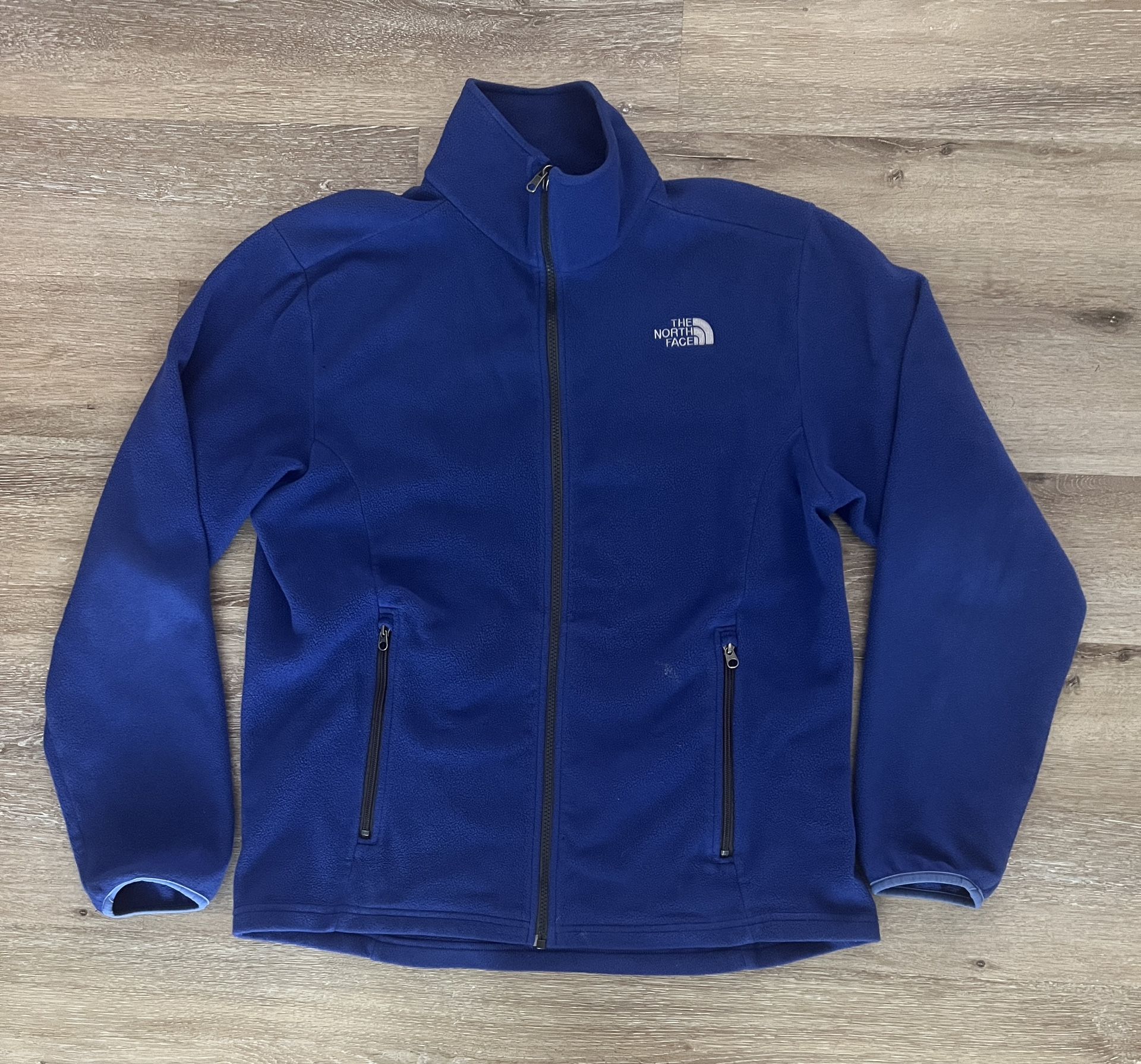 The North Face Mens Size L Blue Fleece Jacket Coat Zip Pockets Soft