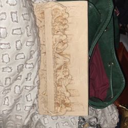 Vintage hand Carved Alabaster Last Supper 