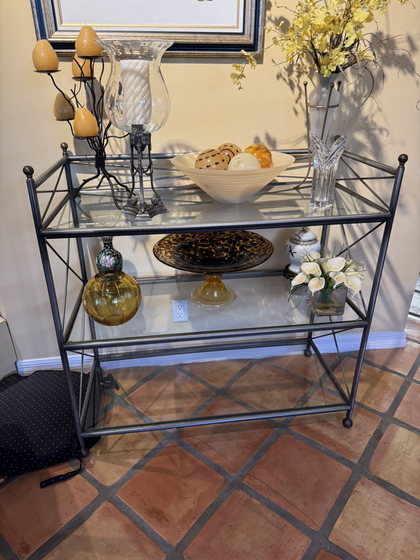 Beautiful Glass & Chrome 3 Level 39” x 19” x 41” Excellent Condition Retail: $395.