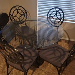 Glass Dining Table Set – 4 Chairs Included