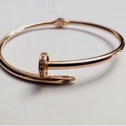 10K Rose 🌹 Gold Nail Bracelet For Wedding 7.5 Inches Long 
