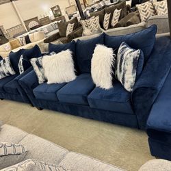 4 Piece Blue Living Room Set.  No credit needed financing available!