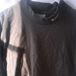 90s Nike Olive Green Mock Neck Embroidered Swoosh Long Sleeve