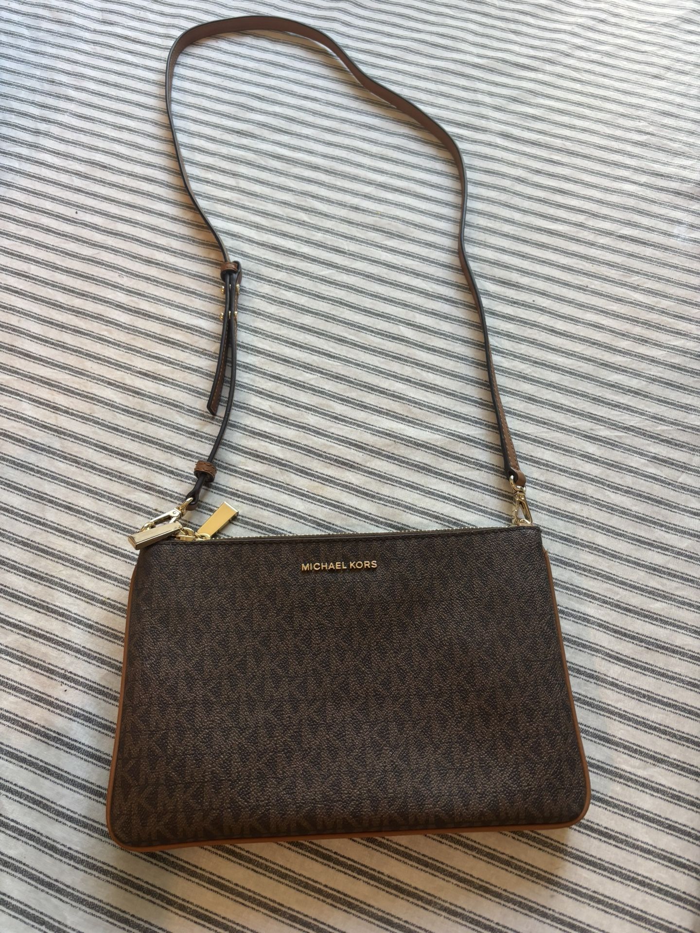 Michael Kors Jet Set Travel Double-Pouch Crossbody (Brown Signature MK)