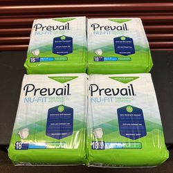 PREVAIL NU-FIT LARGE 45”-58”  DAILY BRIEFS 18 COUNT PACK OF 4 