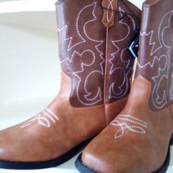 Brown Leather Authentic Cowboy Boots 