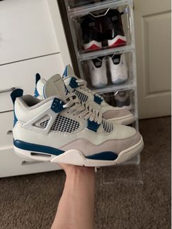 Blue military Jordan 4’s