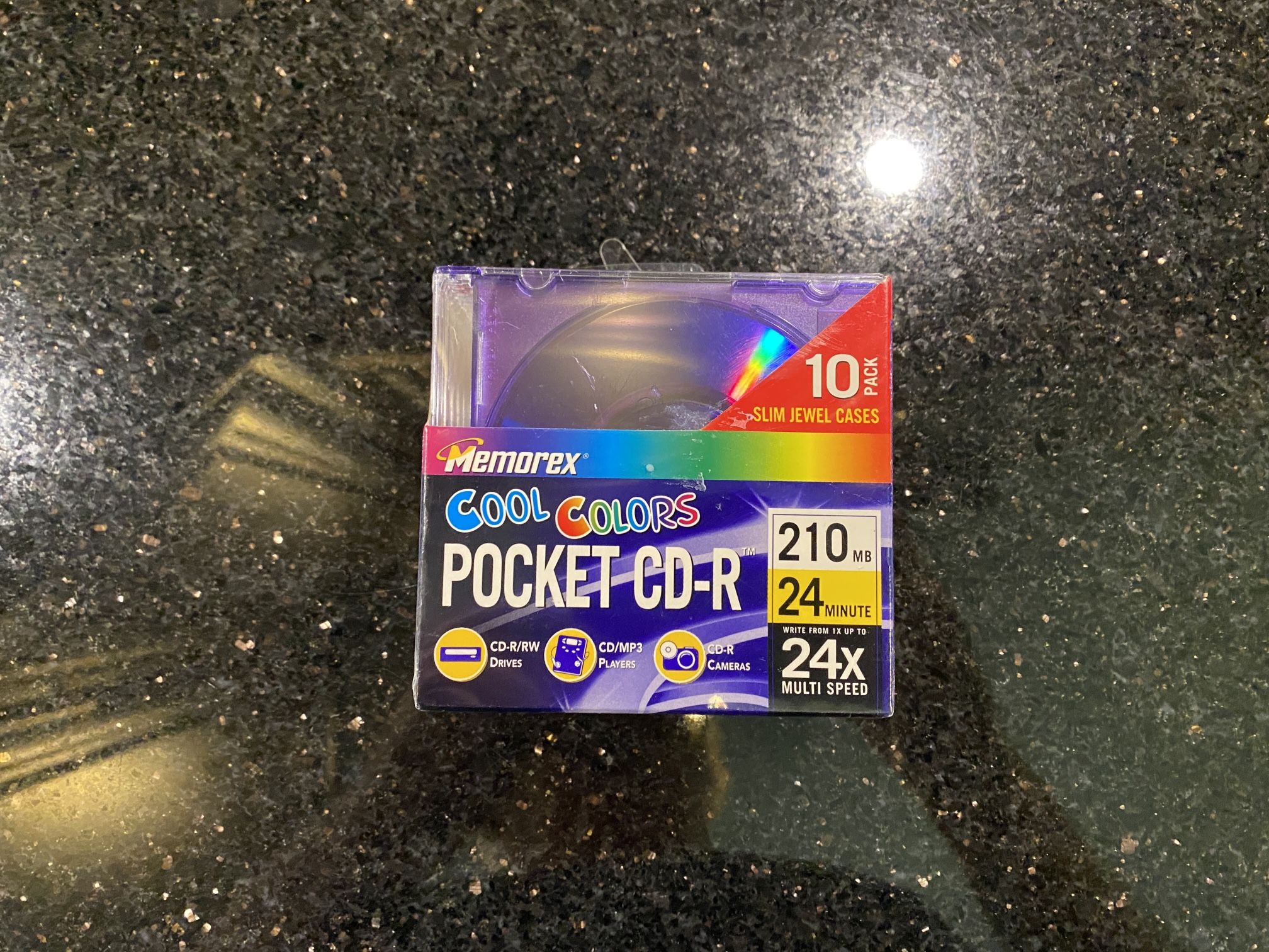 10-pack Memorex Cool Colors Pocket CD-R 24X Multi Speed 210MB 24Min NEW