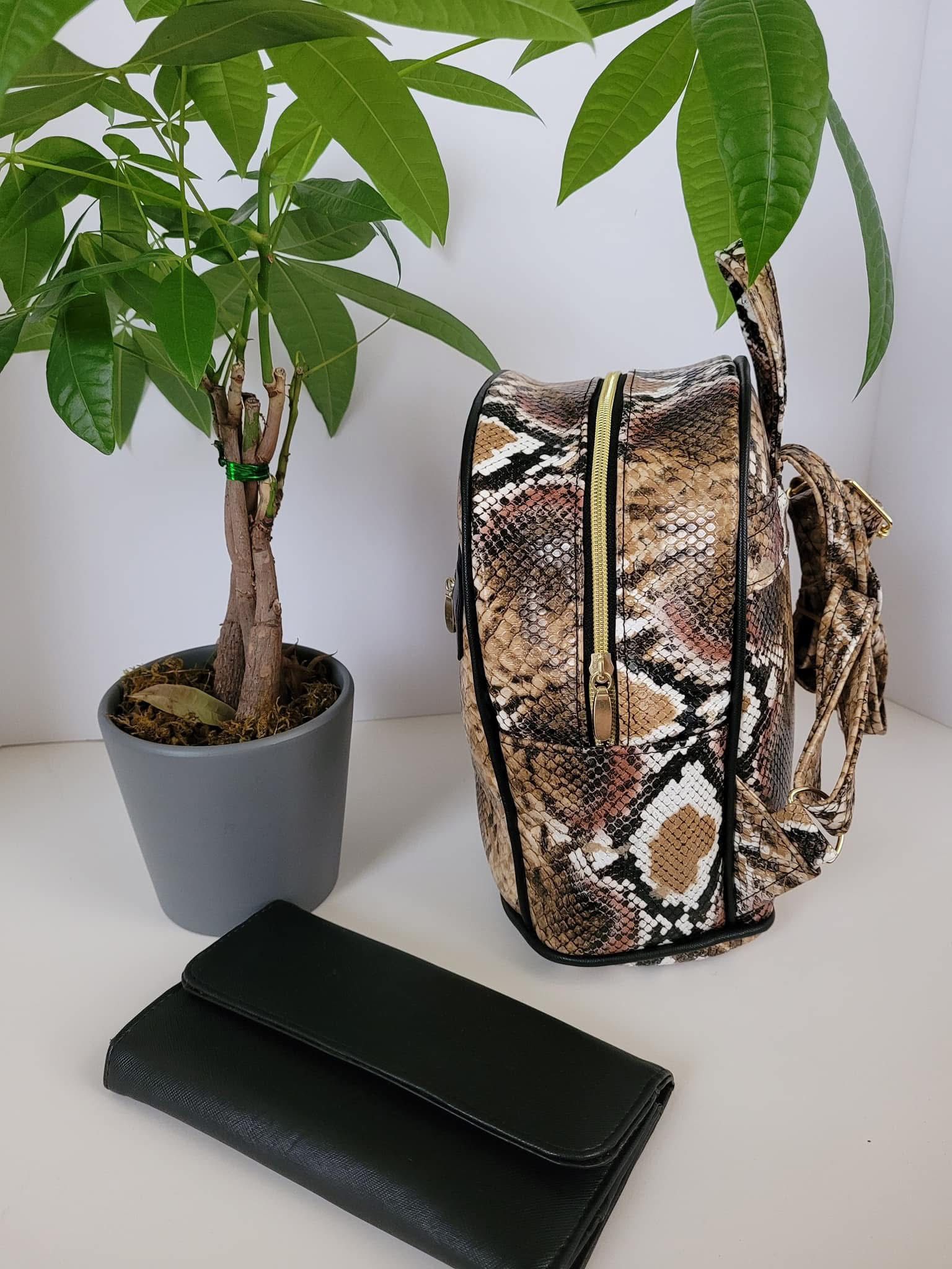2pc Snakeskin Design Bookbag