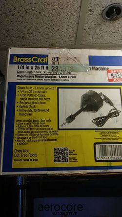 Brasscraft 1/4in x 25 ft handheld cable drum machine