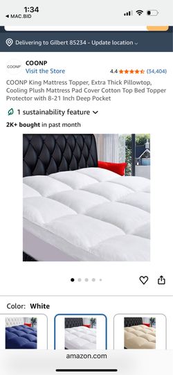 COONP King Mattress Topper, Extra Thick Pillowtop, Cooling Plush Mattress Pad Cover