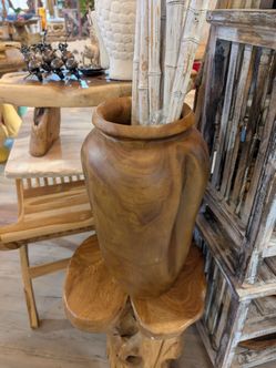 Teak Floor Vase