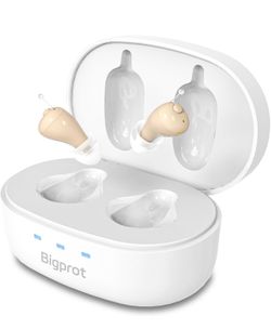 OTC Hearing Aids for Seniors, Nearly Invisible Rechargeable Hearing Aids, 100+ Hours of Charging Case Usage, Super-Mini Invisible Design,
