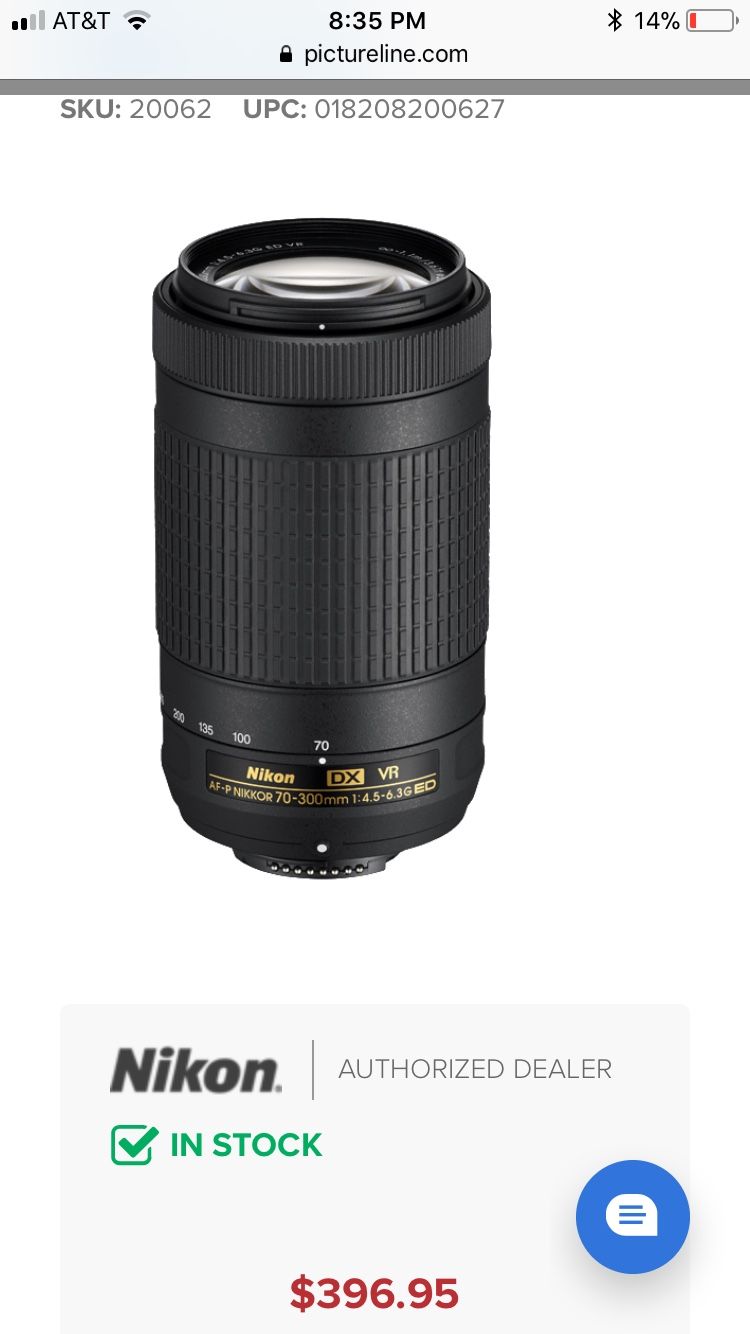 Cost Over $400.00 Nikkor 70-300mm Lens For Nikon Camera