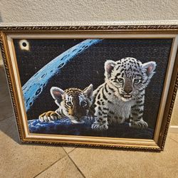 Framed Lion And Tiger Puzzle Art