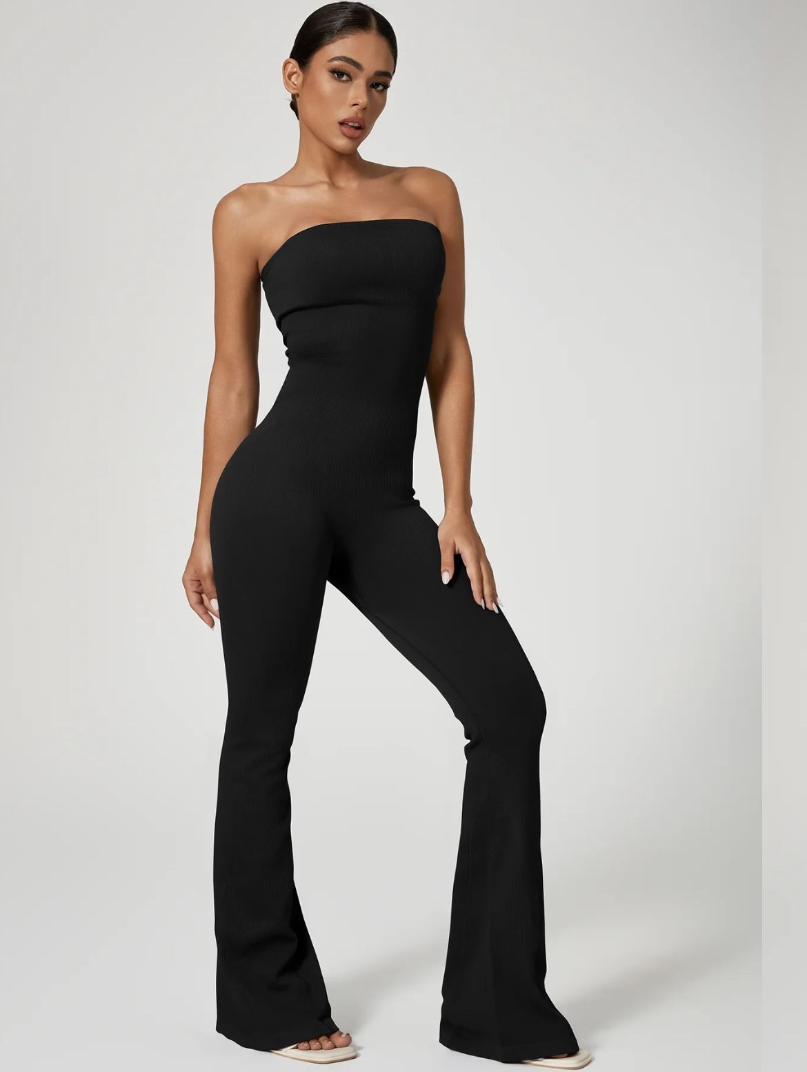 Solid Backless Ribbed Sports Jumpsuit, Tik Tok Shop, Size M