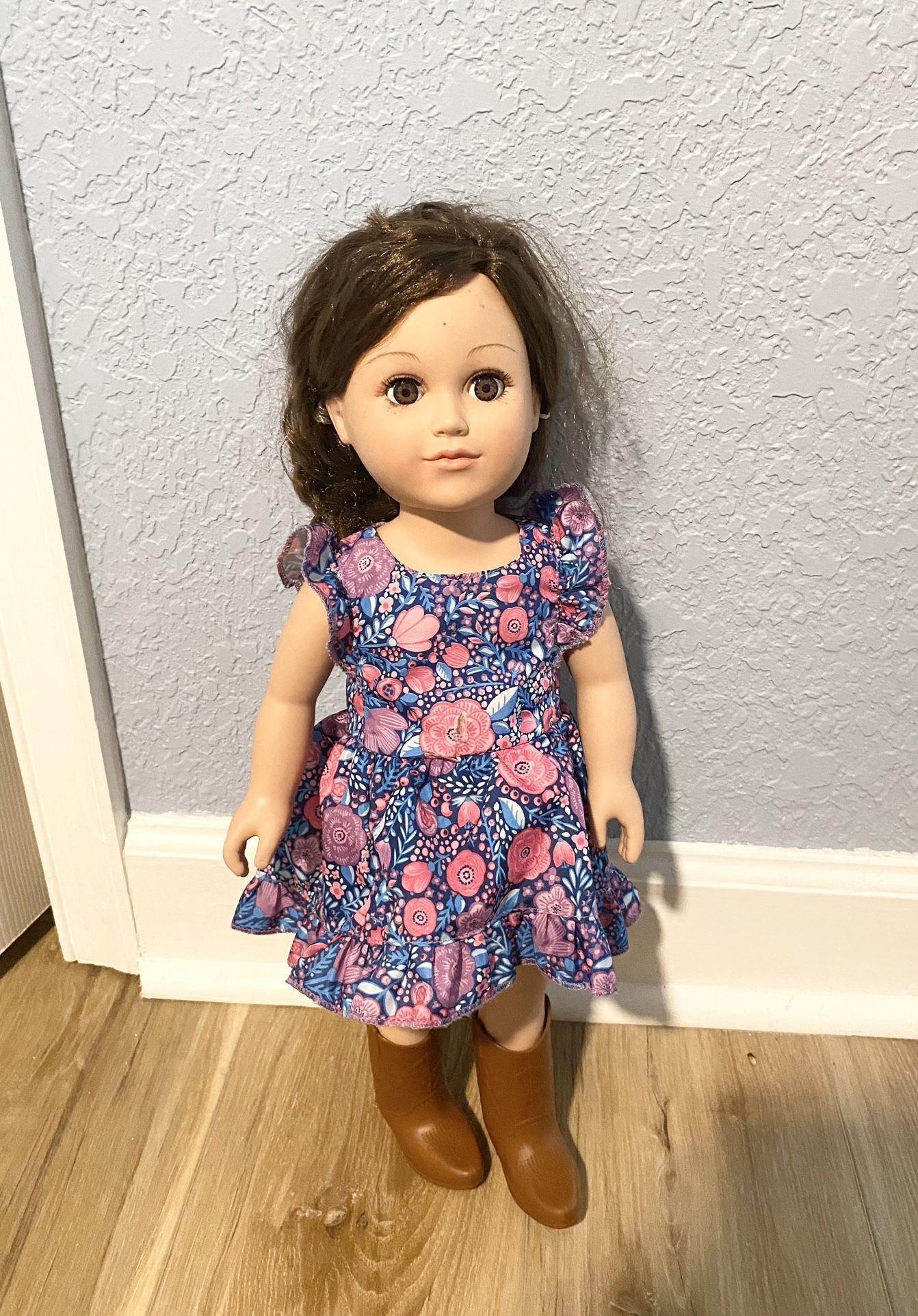 Large Doll With Cowboy Boots And Dress 