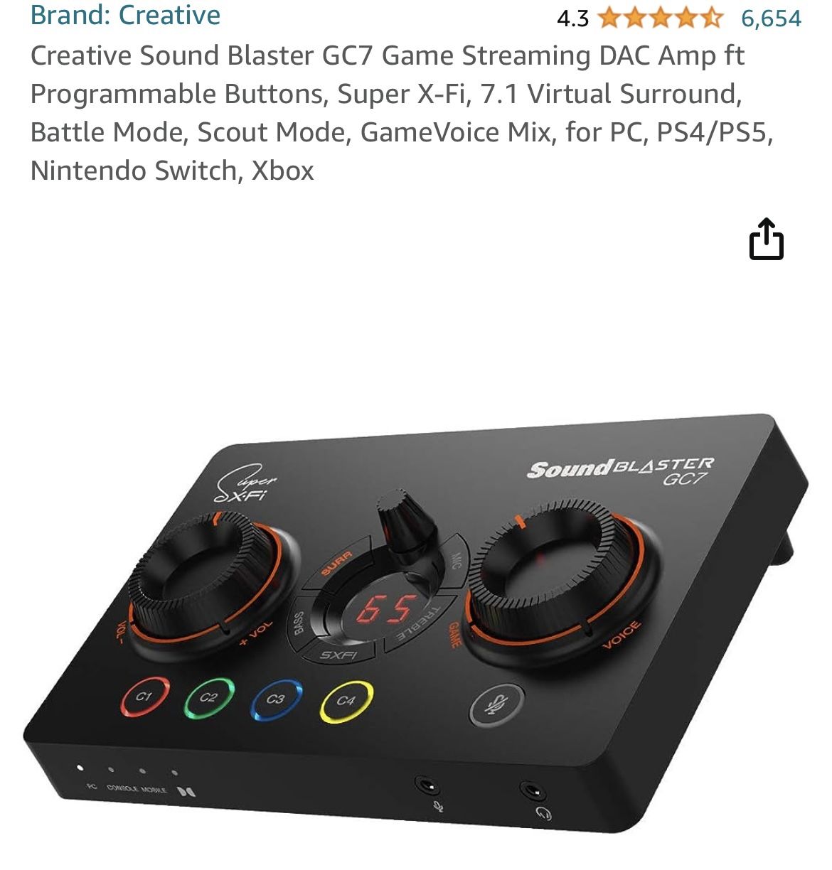 Gaming Equalizer Sound Blaster Gc7 Xbox Ps4/Ps5 for Sale in Whittier