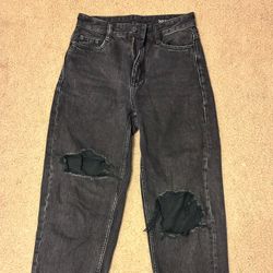 women’s high waist straight ripped jeans