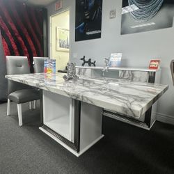 Modern Furniture 🛋️ White/Gray Marble Table W/LED Bass Only $899 (Limited stock)